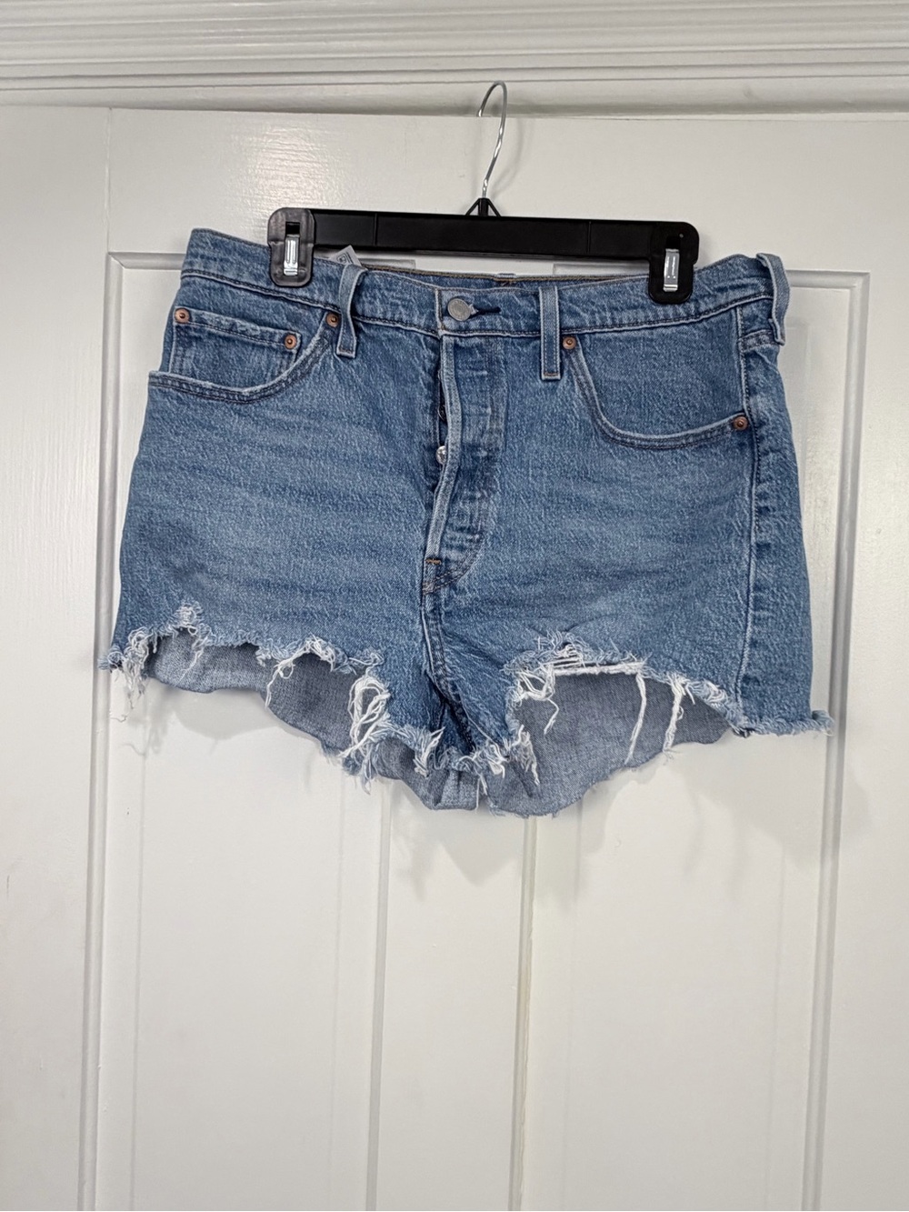 Levi's Light Blue Distressed Denim Cutoff Shorts